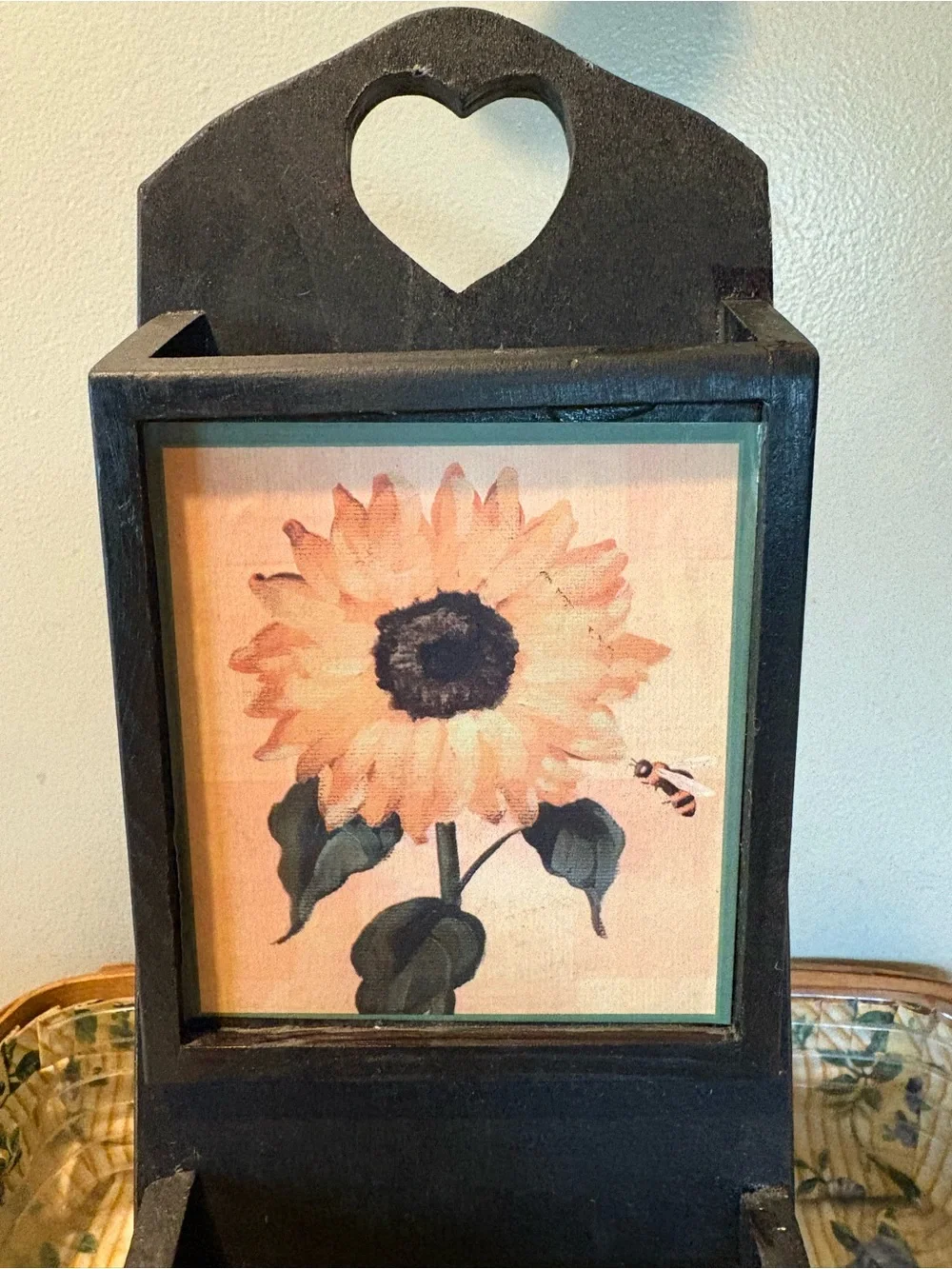 Black Sunflower Wall Hook Organizer - Decorative Home Storage